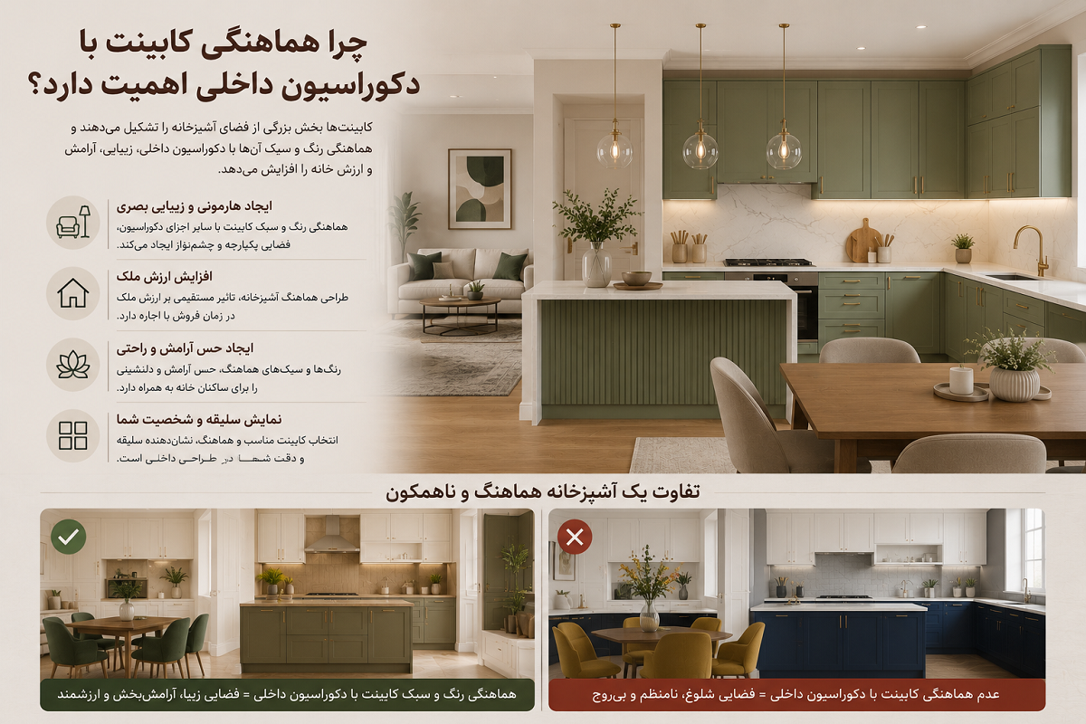 اهمیت هارمونی کابینت و دکوراسیون داخلی چهارستون